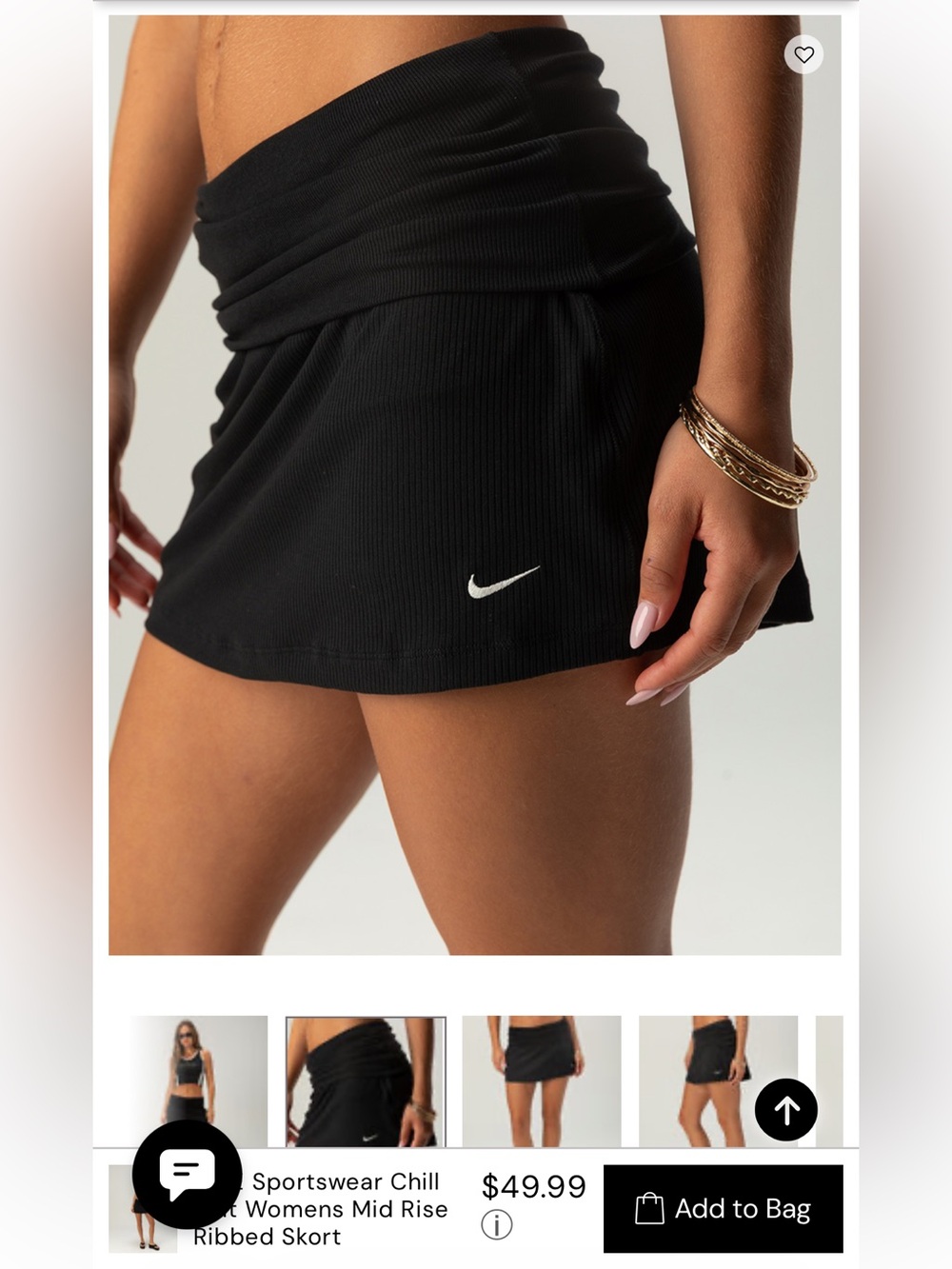 Nike Black Ribbed Active Skort with White Swoosh